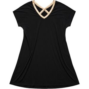 Latuza Womens‎ Plus Size 2X Bamboo Viscose V-Neck Short Sleeve Nightgown Black